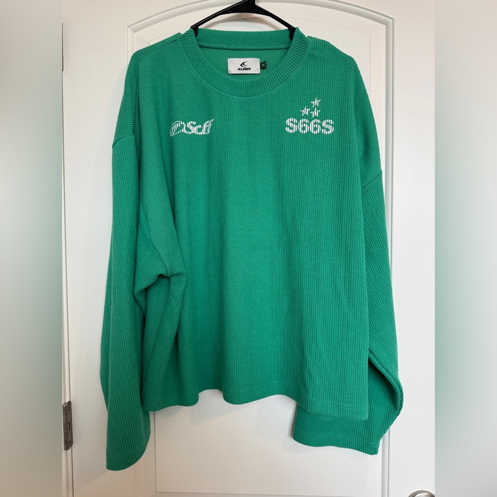 Scuffers Iconic Jersey Green Knit Ribbed Sweater Crewneck
